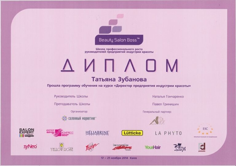 Сертифікат пластичного хірурга Тетяни Зубанової — 36